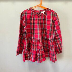 Crwecuts Girls' tiered top in red Stewart‎ tartan- XL